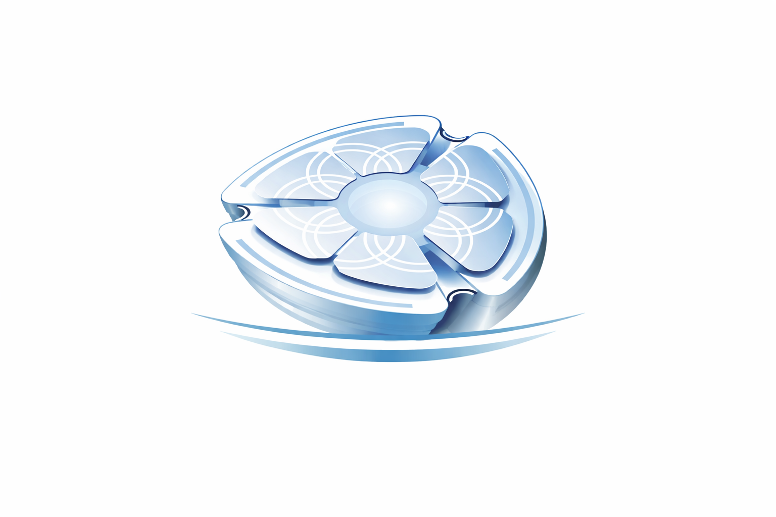 Futuristische Blume in Blau und Silber